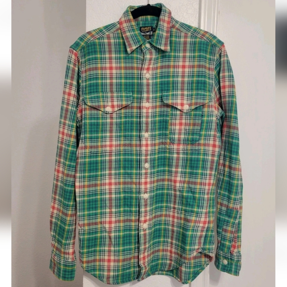 Ralph Lauren Rugby Plaid Flannel Unisex Women's Small Men's XS